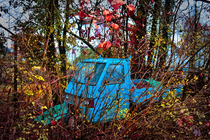 Blue Truck in Autumn